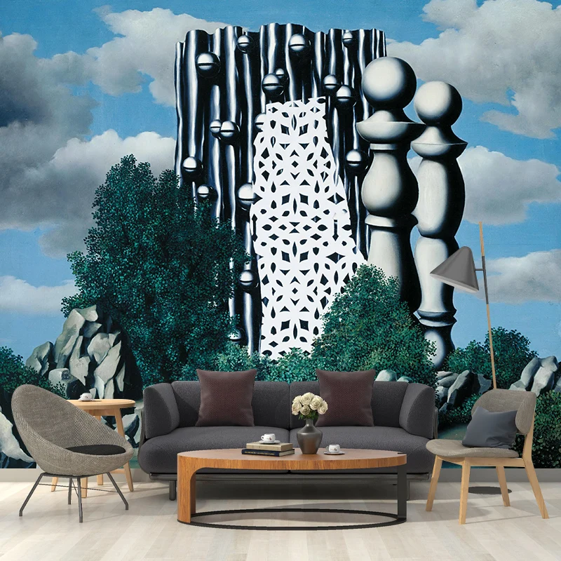 Surrealistische Bau-Tapeten-Wandbilder Grau-Blau, feuchtigkeitsbeständige Wandkunst für Zuhause Clearhalo
