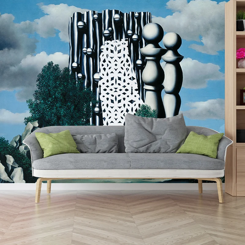Surrealistische Bau-Tapeten-Wandbilder Grau-Blau, feuchtigkeitsbeständige Wandkunst für Zuhause Clearhalo