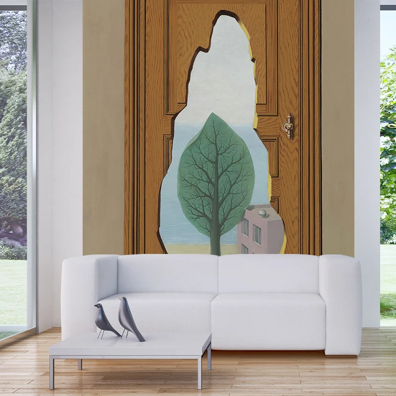 Surrealistische Kunst-Broken-Tür-Wandbild, braune, schmutzabweisende Wanddekoration für das Wohnzimmer Clearhalo
