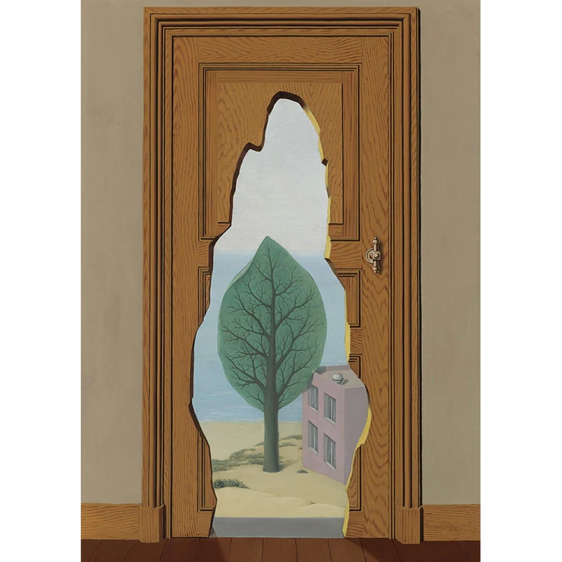 Surrealistische Kunst-Broken-Tür-Wandbild, braune, schmutzabweisende Wanddekoration für das Wohnzimmer Clearhalo