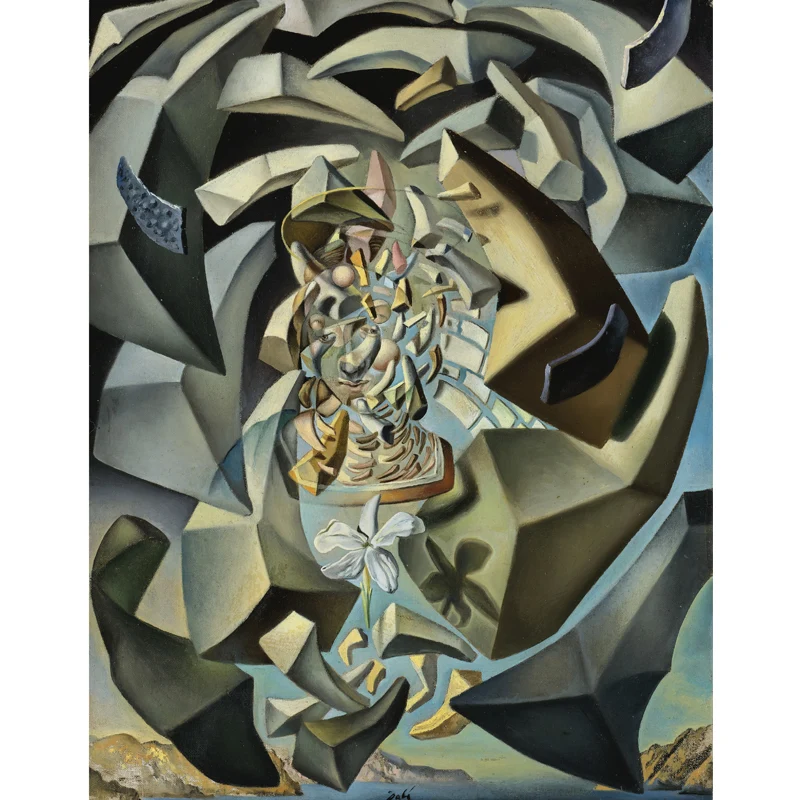 Surrealistisches mikrophysikalisches Madonna-Wandbild für Wohnzimmer, Wandkunst Sondergröße Marineblau Clearhalo