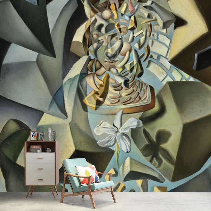Surrealistisches mikrophysikalisches Madonna-Wandbild für Wohnzimmer, Wandkunst Sondergröße Marineblau Clearhalo