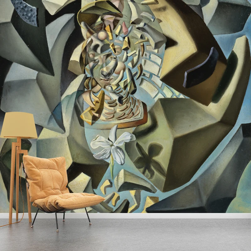 Surrealistisches mikrophysikalisches Madonna-Wandbild für Wohnzimmer, Wandkunst Sondergröße Marineblau Clearhalo