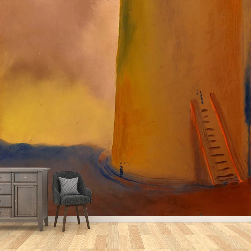 Surrealistisches Turm-Tapeten-Wandbild für das Wohnzimmer, personalisierte Wanddekoration Gelb Clearhalo