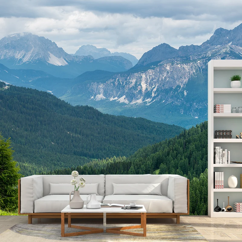 Tapete mit großer Berglandschaft, wasserabweisend, moderne Wohnzimmer-Wandkunst Clearhalo