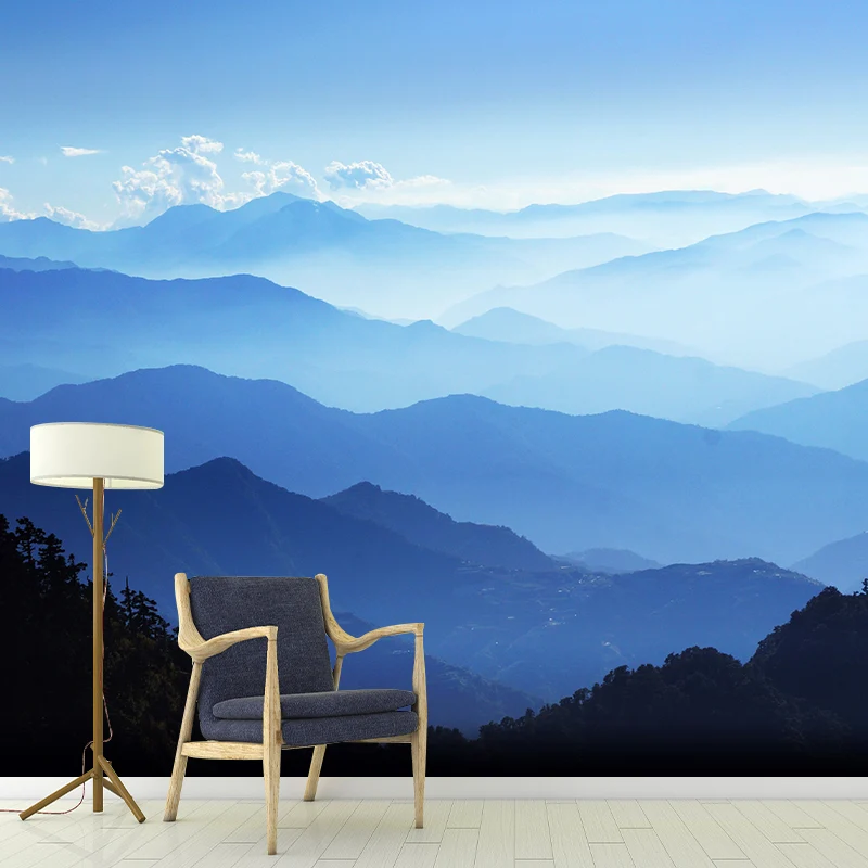 Tapete mit großer Berglandschaft, wasserabweisend, moderne Wohnzimmer-Wandkunst Clearhalo
