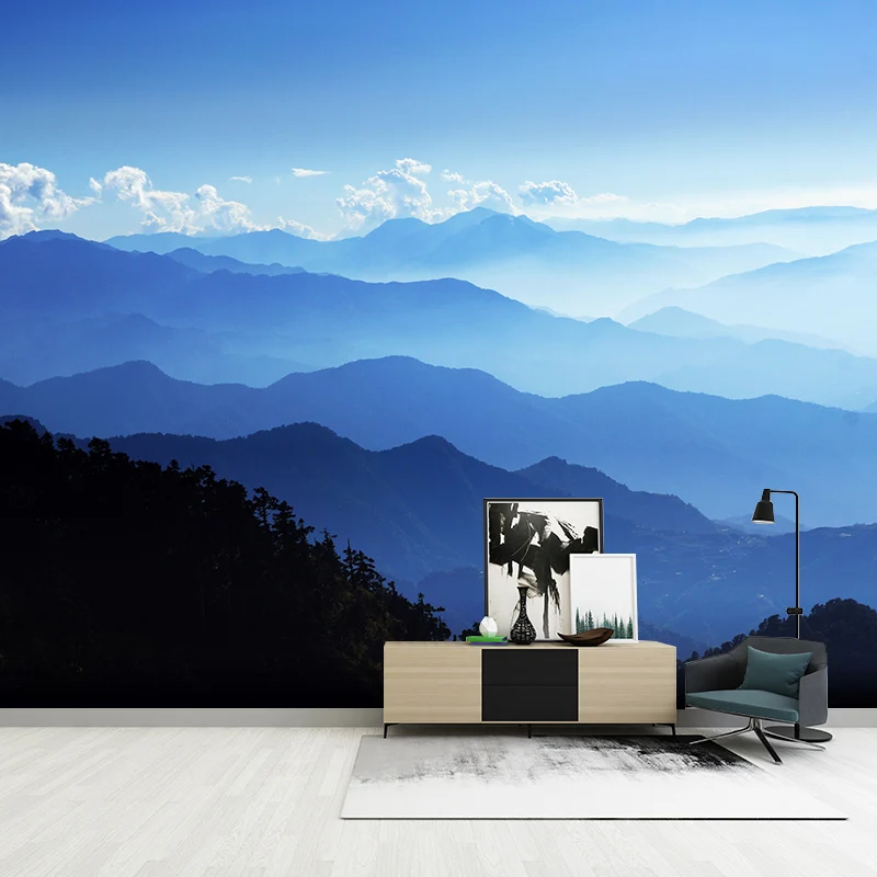 Tapete mit großer Berglandschaft, wasserabweisend, moderne Wohnzimmer-Wandkunst Clearhalo
