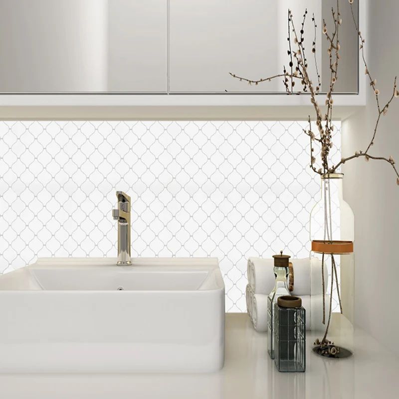 Tapeten mit beigem Quatrefoil-Muster, geometrische, moderne Wandkunst zum Abziehen und Aufkleben für Zuhause Clearhalo