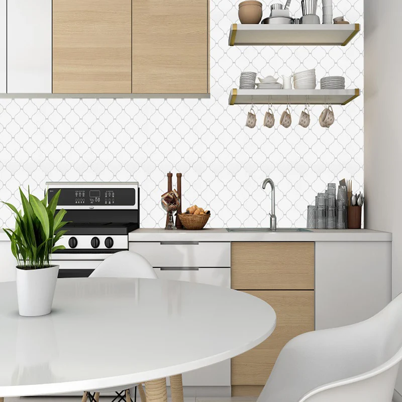 Tapeten mit beigem Quatrefoil-Muster, geometrische, moderne Wandkunst zum Abziehen und Aufkleben für Zuhause Clearhalo