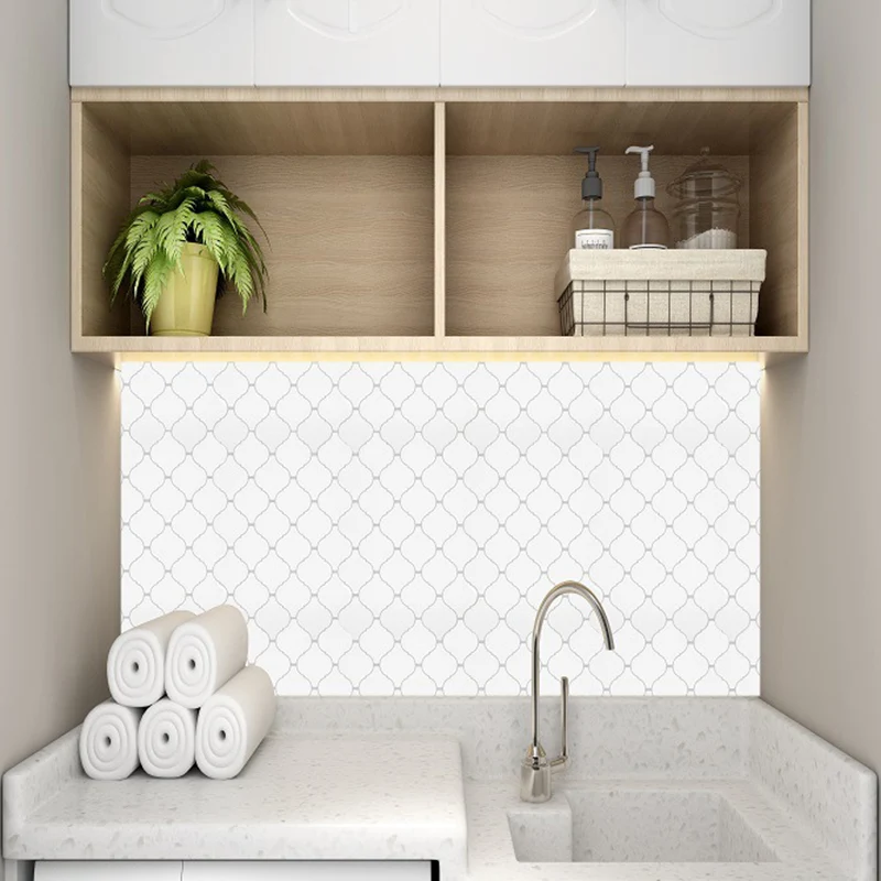 Tapeten mit beigem Quatrefoil-Muster, geometrische, moderne Wandkunst zum Abziehen und Aufkleben für Zuhause Clearhalo