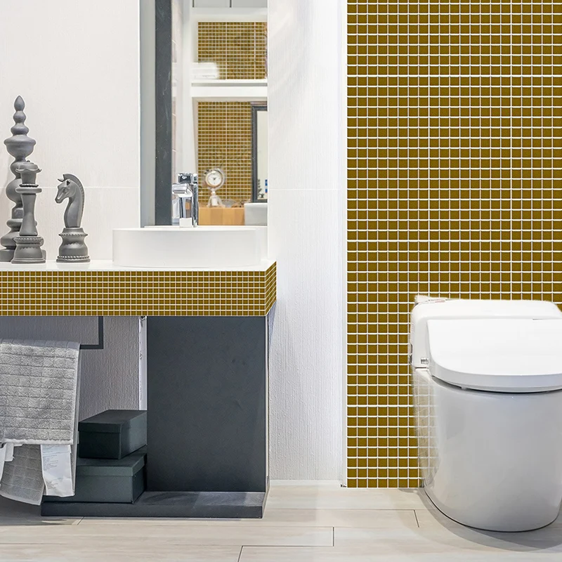 Tapeten mit einfarbigen Gitterfliesen, selbstklebend, moderne Wandverkleidung für die Küche (25 Stück) Clearhalo