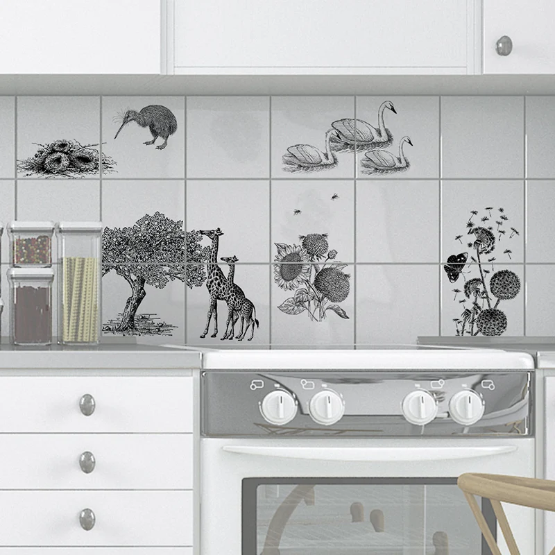 Tapeten mit Tier- und Pflanzenmotiven, graue PVC-Wandverkleidung, abziehen und aufkleben, 8 Fuß L x 8 Zoll B Clearhalo