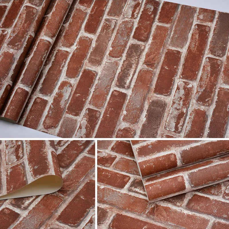Tapetenrolle „Cottage Brick“ aus PVC, wasserabweisend, helle Farbe, Wandkunst für Wohnzimmer Clearhalo