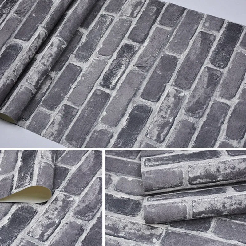 Tapetenrolle „Cottage Brick“ aus PVC, wasserabweisend, helle Farbe, Wandkunst für Wohnzimmer Clearhalo