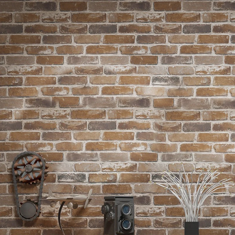 Tapetenrolle „Cottage Brick“ aus PVC, wasserabweisend, helle Farbe, Wandkunst für Wohnzimmer Clearhalo