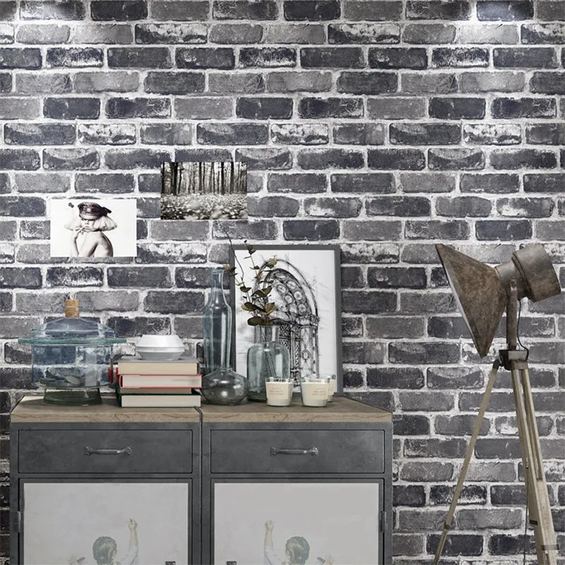 Tapetenrolle „Cottage Brick“ aus PVC, wasserabweisend, helle Farbe, Wandkunst für Wohnzimmer Clearhalo