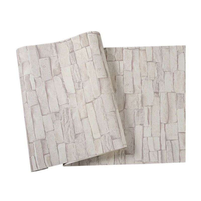 Tapetenrolle „Cottage Brick“ aus PVC, wasserabweisend, helle Farbe, Wandkunst für Wohnzimmer Clearhalo