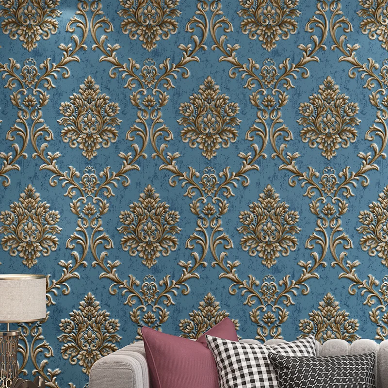 Tapetenrolle mit floraler Prägung, feuchtigkeitsbeständig, Retro-Wandverkleidung für Schlafzimmer, 17,1 m² Clearhalo