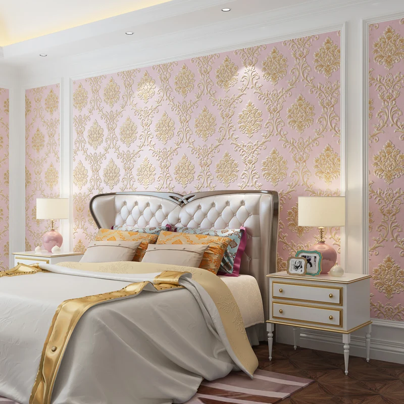 Tapetenrolle mit floraler Prägung, feuchtigkeitsbeständig, Retro-Wandverkleidung für Schlafzimmer, 17,1 m² Clearhalo
