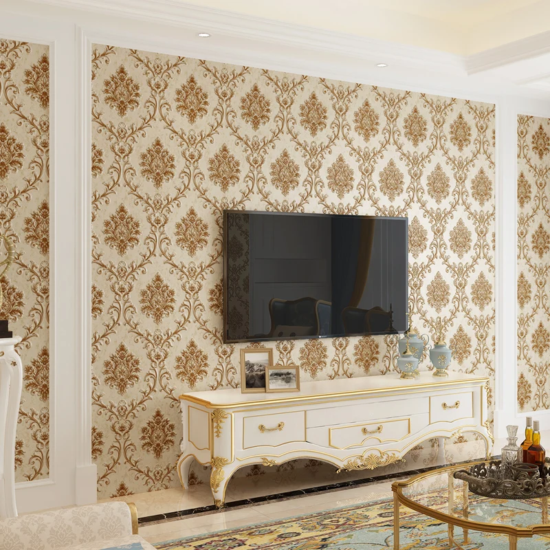 Tapetenrolle mit floraler Prägung, feuchtigkeitsbeständig, Retro-Wandverkleidung für Schlafzimmer, 17,1 m² Clearhalo
