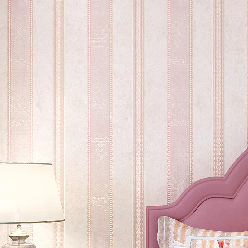 Tapetenrolle mit rosa Streifen, wasserabweisender Wandbelag für Schlafzimmer, nicht beklebt Clearhalo