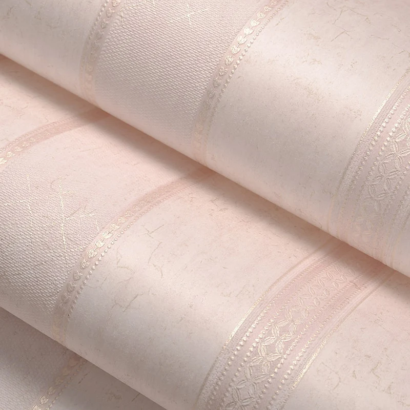 Tapetenrolle mit rosa Streifen, wasserabweisender Wandbelag für Schlafzimmer, nicht beklebt Clearhalo