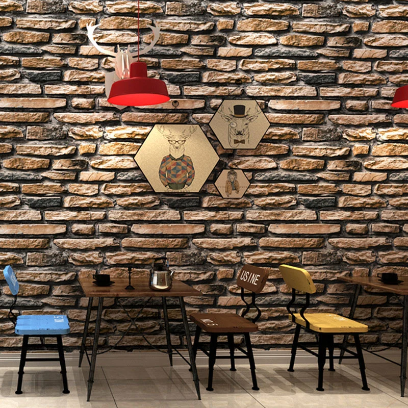 Tapetenrolle Steinoptik für Bars oder Cafés, nicht beklebte Wandkunst, 33' L x 20,5" B Clearhalo