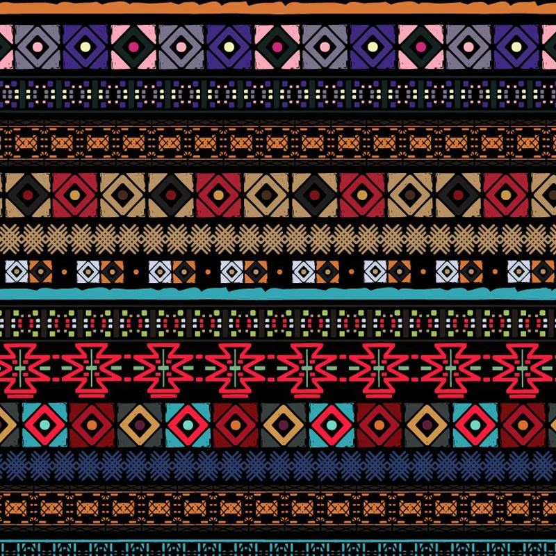 Tapetenwandbilder mit nahtlosen Quadraten, Rot-Gelb-Blau, böhmische Wandkunst für das Wohnzimmer Clearhalo