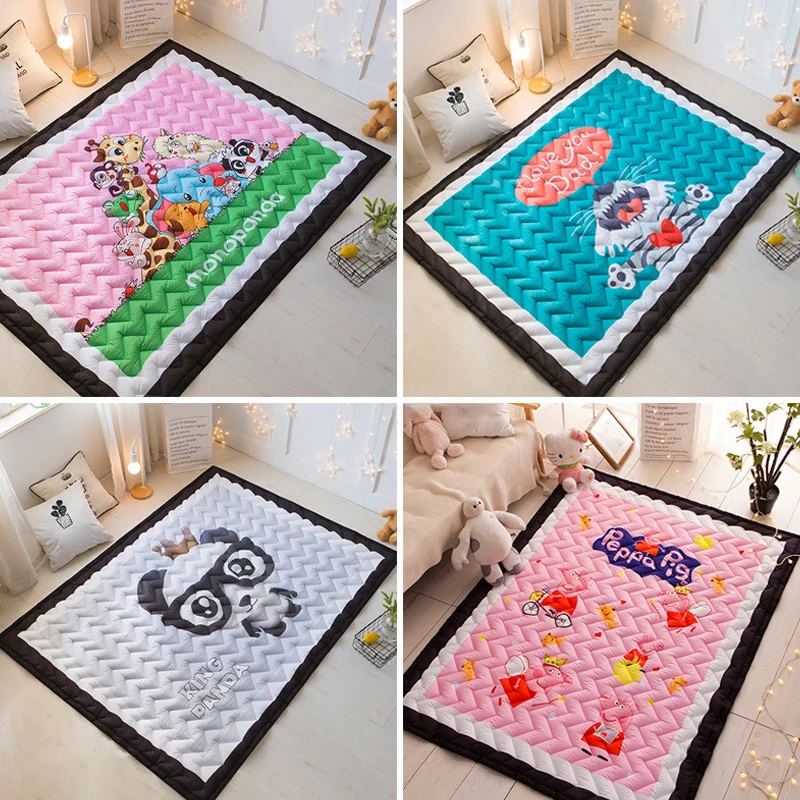 Teppich für Mädchenzimmer mit Cartoon-Motiv, mehrfarbig, Tiermuster, Chevron-Quilt-Teppich, Polypropylen 21078423. Teppich...