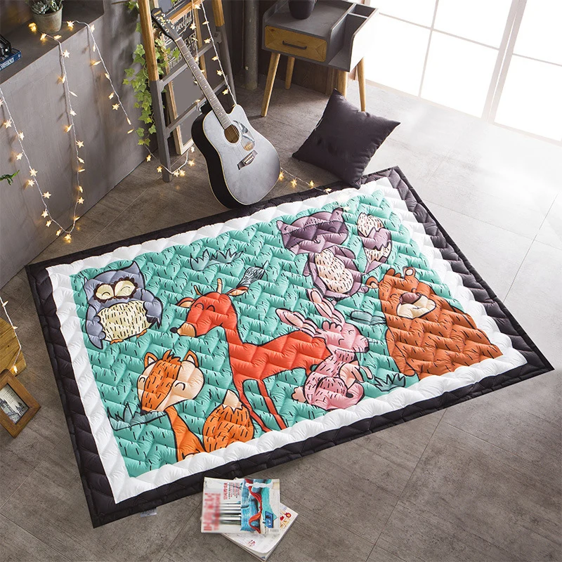 Teppich für Mädchenzimmer mit Cartoon-Motiv, mehrfarbig, Tiermuster, Chevron-Quilt-Teppich, Polypropylen 21078423. Teppich...