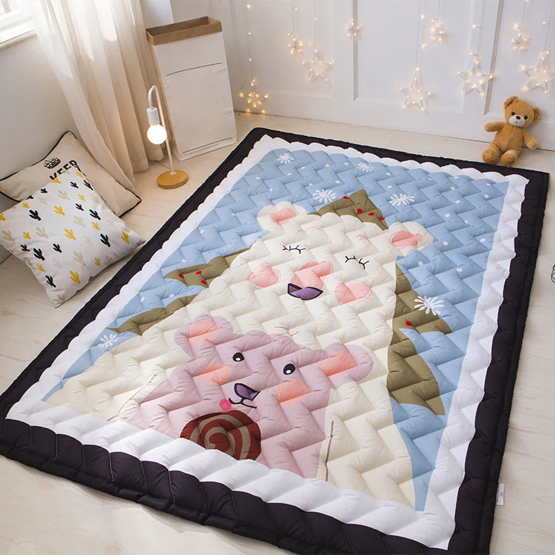 Teppich für Mädchenzimmer mit Cartoon-Motiv, mehrfarbig, Tiermuster, Chevron-Quilt-Teppich, Polypropylen 21078423. Teppich...