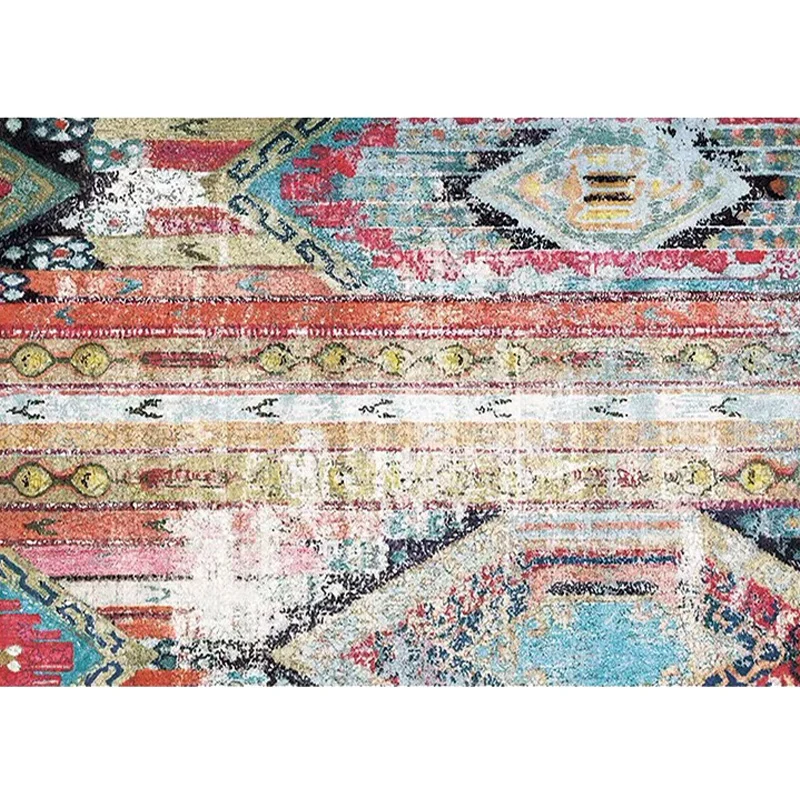 Teppich mit böhmischem Stammesmuster, mehrfarbiger Polyester-Teppich, maschinenwaschbarer, rutschfester Teppich für das Wo...
