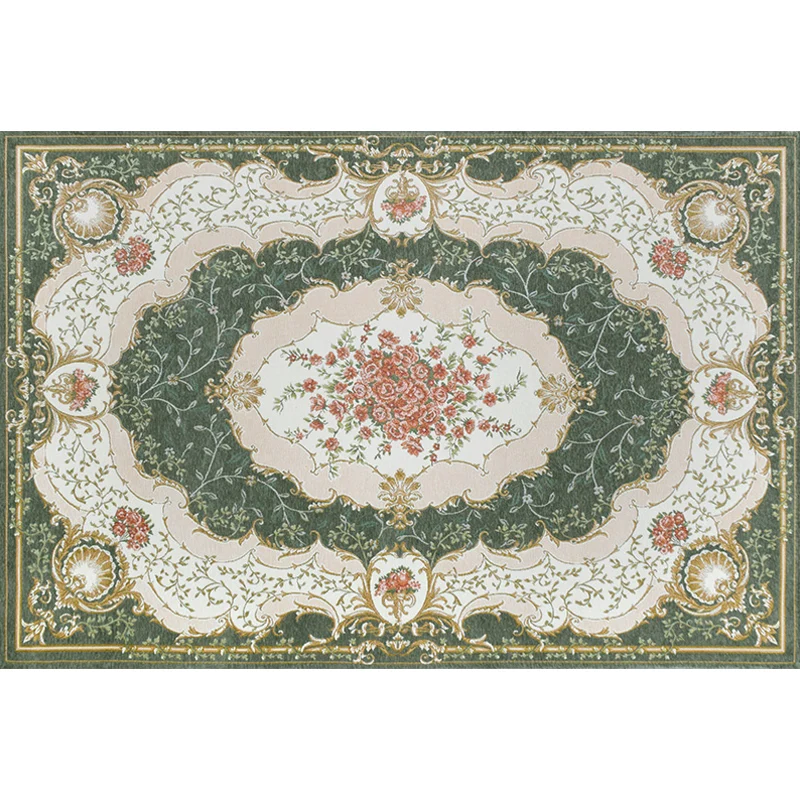 Teppich mit Blütenmuster, Polyester, Retro-Teppich, rutschfeste Unterseite, maschinenwaschbar, Innenteppich für Schlafzimm...