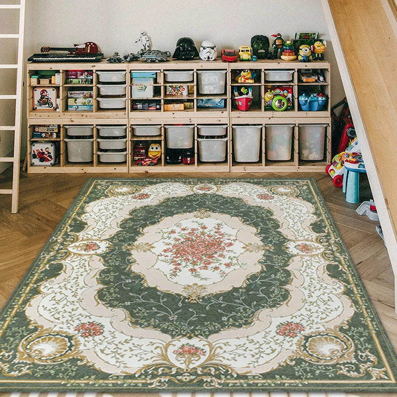 Teppich mit Blütenmuster, Polyester, Retro-Teppich, rutschfeste Unterseite, maschinenwaschbar, Innenteppich für Schlafzimm...