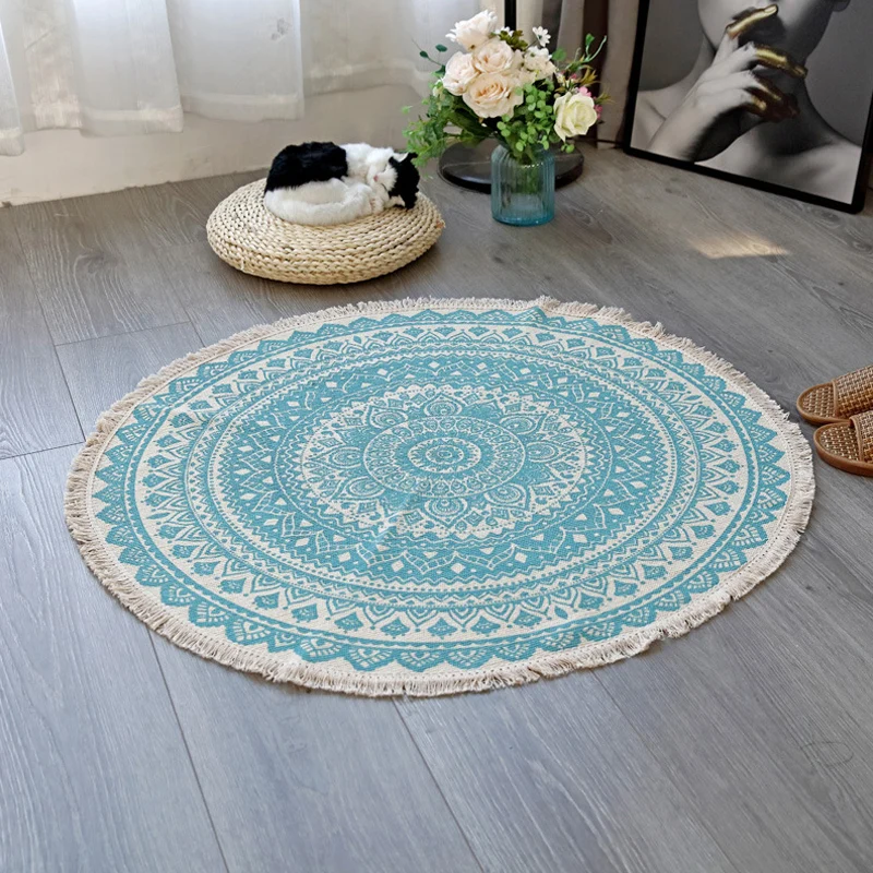 Teppich mit Blumenmuster, marokkanischer Flachsteppich, haustierfreundlich, waschbar, rutschfest, für Wohnzimmer Clearhalo