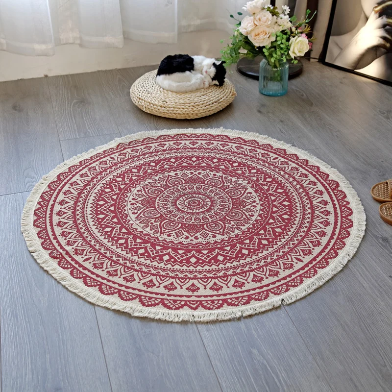 Teppich mit Blumenmuster, marokkanischer Flachsteppich, haustierfreundlich, waschbar, rutschfest, für Wohnzimmer Clearhalo