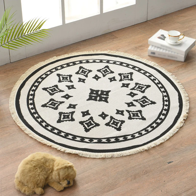 Teppich mit Blumenmuster, marokkanischer Flachsteppich, haustierfreundlich, waschbar, rutschfest, für Wohnzimmer Clearhalo