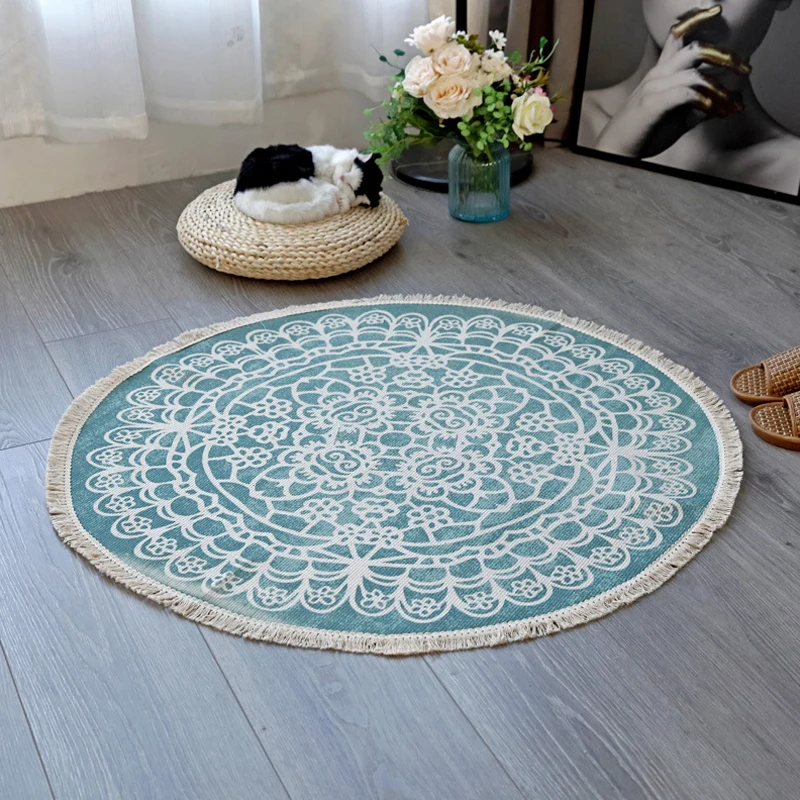 Teppich mit Blumenmuster, marokkanischer Flachsteppich, haustierfreundlich, waschbar, rutschfest, für Wohnzimmer Clearhalo