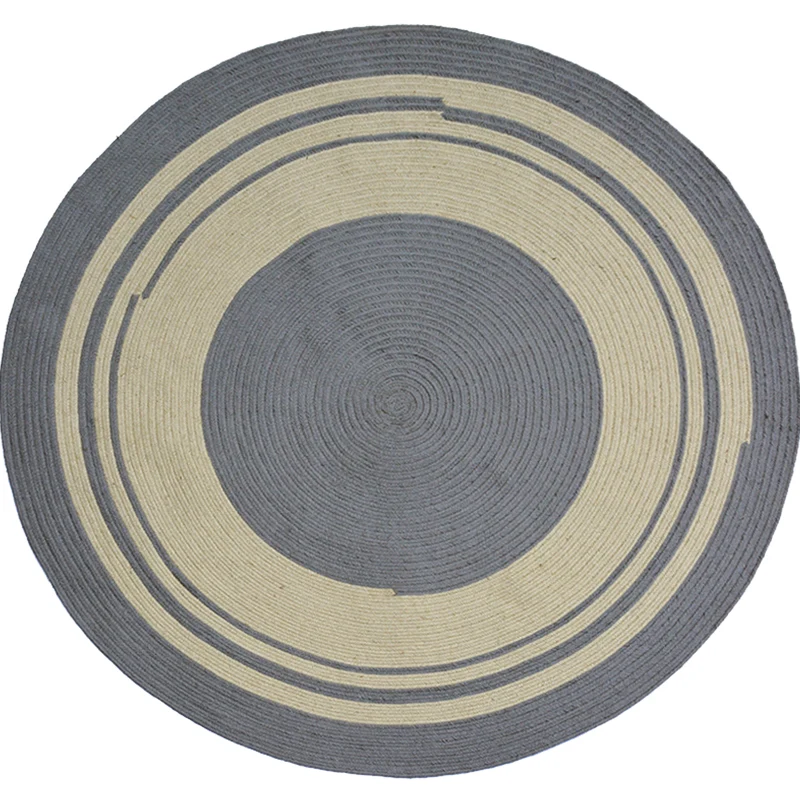 Teppich mit geometrischem Kreismuster, Sisal, ländlicher Teppich, haustierfreundlich, waschbar, rutschfest, für Schlafzimm...