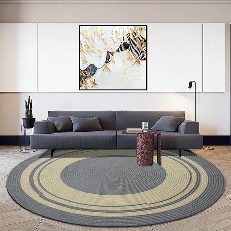 Teppich mit geometrischem Kreismuster, Sisal, ländlicher Teppich, haustierfreundlich, waschbar, rutschfest, für Schlafzimm...