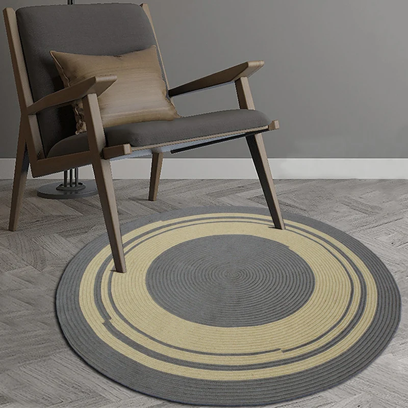 Teppich mit geometrischem Kreismuster, Sisal, ländlicher Teppich, haustierfreundlich, waschbar, rutschfest, für Schlafzimm...