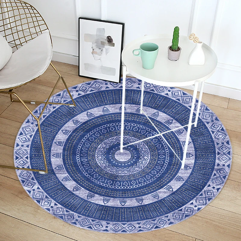 Teppich mit marokkanischem Stammes-Kreismuster, mehrfarbiger Bohemian-Teppich, Polyester, haustierfreundlich, rutschfeste...