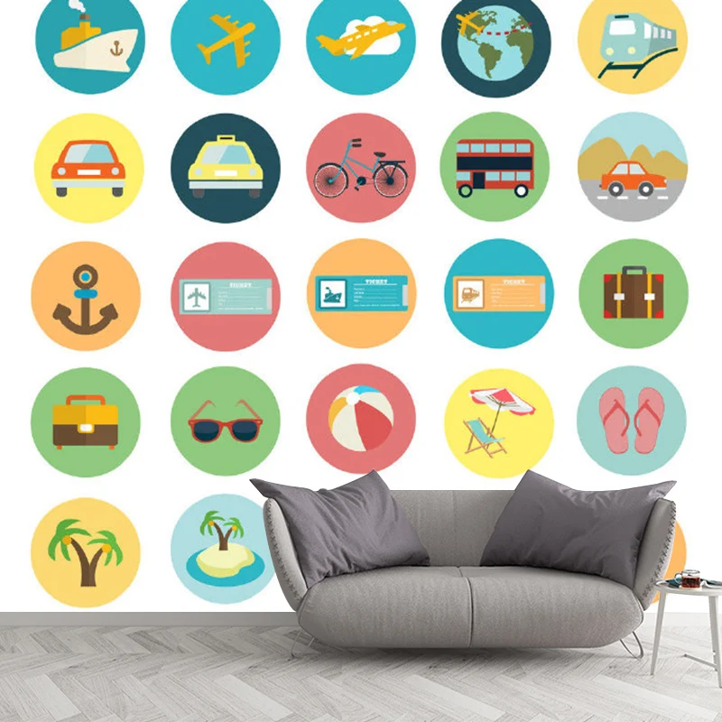 Transport-Tapeten-Wandbilder, Cartoon-Motiv, feuchtigkeitsbeständig, Kinderzimmer-Wanddekoration, personalisierte Größe Cl...