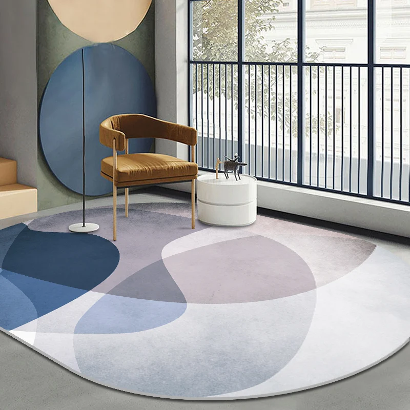 Trendiger mehrfarbiger nordischer Teppich aus Polyester mit abstrakter Geometrie, haustierfreundlich, rutschfeste Rückseit...
