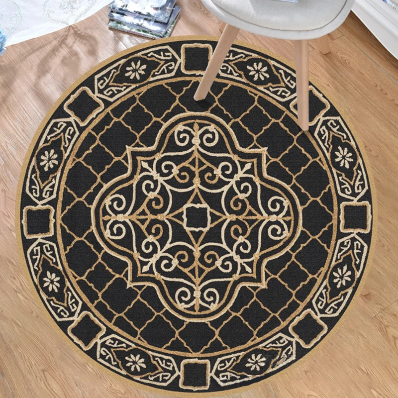 Tribal-Southwestern-Teppich, schwarzer und gelber Polyester-Teppich, rutschfeste Rückseite, waschbarer Teppich für Schlafz...