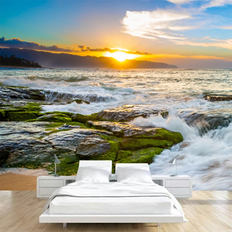 Tropics Eventide Seascapes Wandbild blau-grün feuchtigkeitsbeständige Wandverkleidung für Zuhause Clearhalo