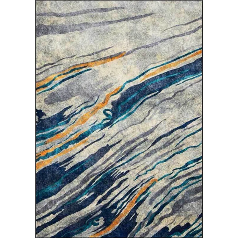 Ungewöhnlicher mehrfarbiger Industrie-Teppich, Polyester-Swirl-Streifenmuster, waschbar, rutschfeste Unterseite, haustierf...