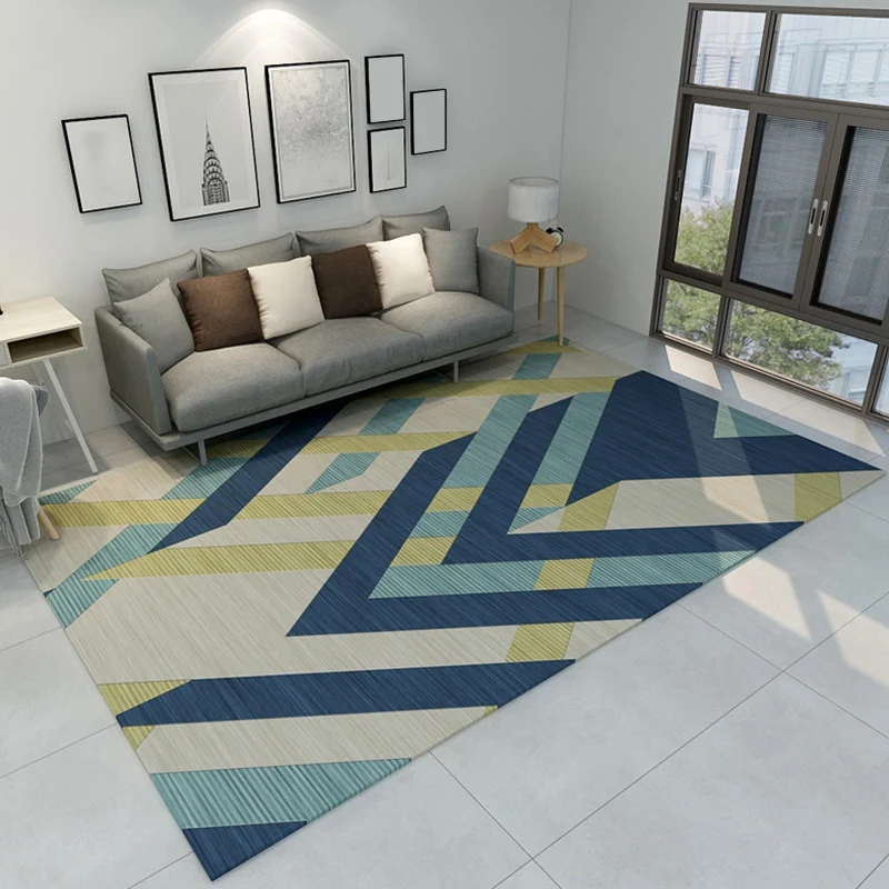 Ungewöhnlicher Teppich mit nahtlosen geometrischen Formen, mehrfarbiger, zeitgenössischer Teppich, Polyester, rutschfeste...