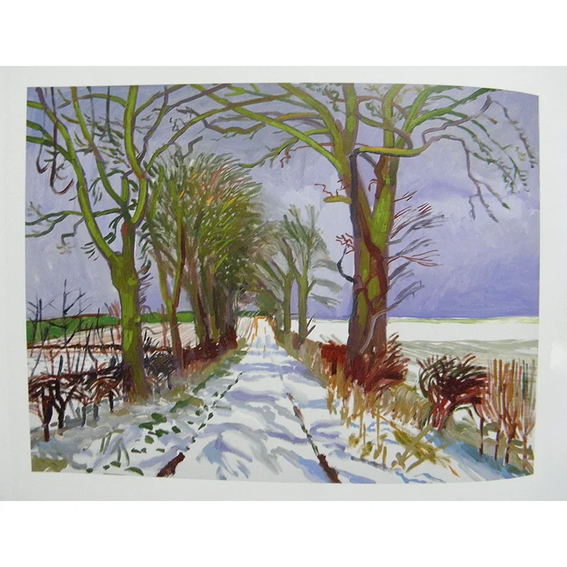 Verschneite Landstraßen-Kunstwandbilder, nordische, feuchtigkeitsbeständige Wohnzimmer-Wanddekoration, individuelle Größe...