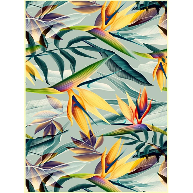 Vintage-Wohnzimmerteppich grünem, botanischem Blattmuster, Polyester, haustierfreundlich, waschbar Clearhalo